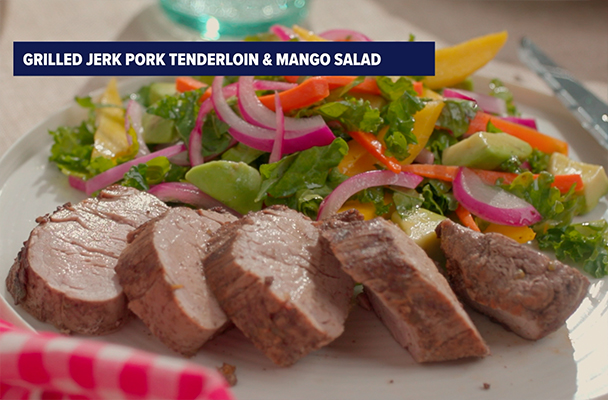 Grilled Jerk Pork Tenderloin & Mango Salad