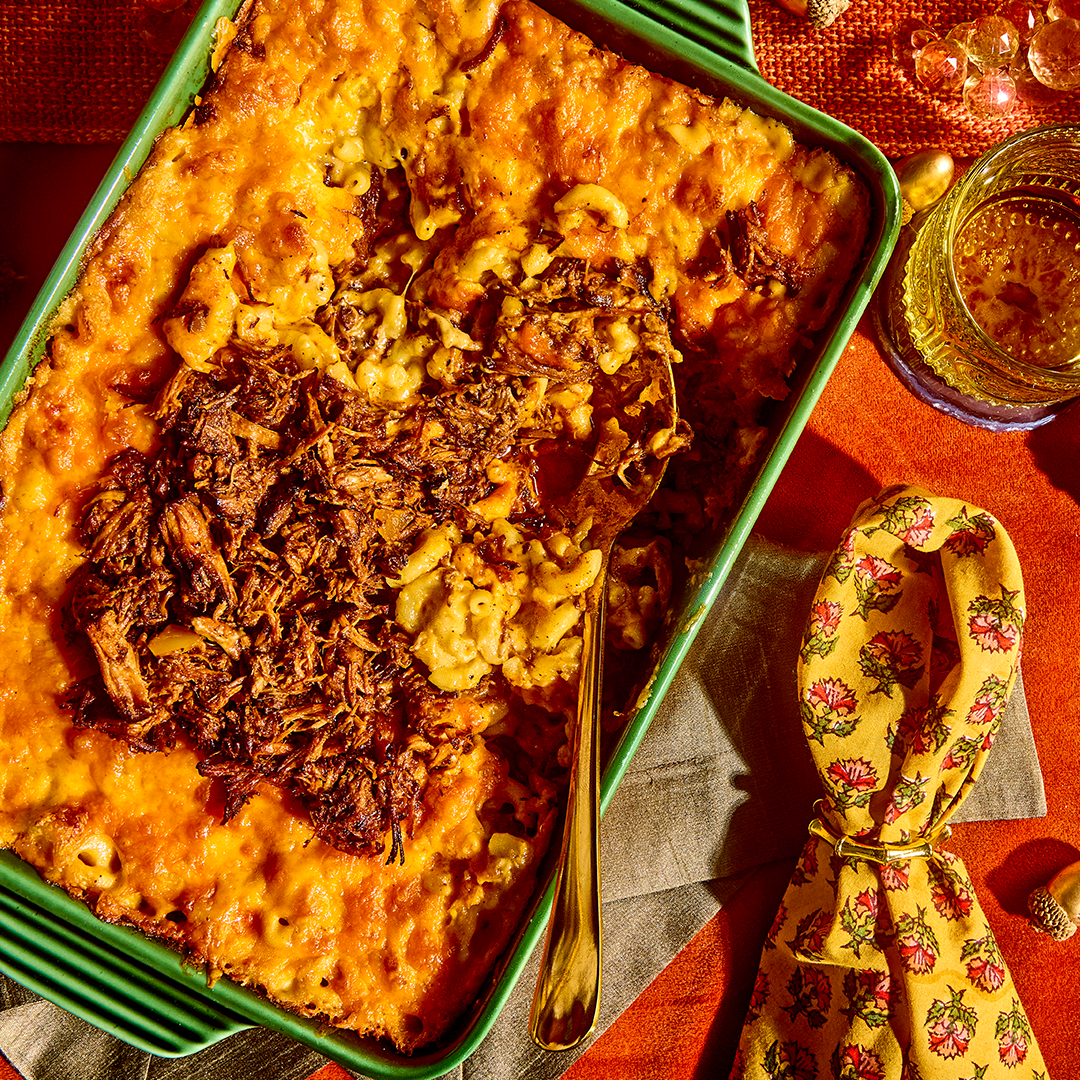 Pulled Pork Baked Mac &amp; Cheese - Soulful Pork
